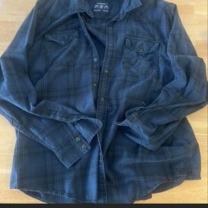 Blue Plaid Button-Up Shirt